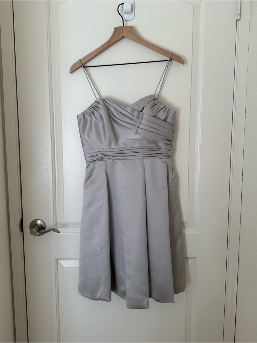 Alfred Angelo Silver Gray Satin Sweetheart Mini Dress Evening Bridesmaid Formal